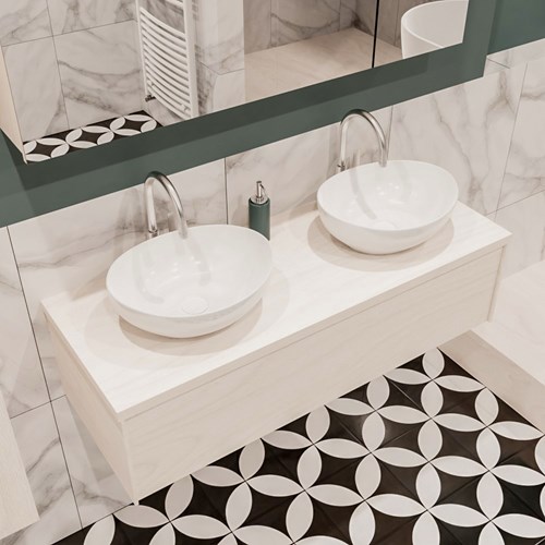 LUSH 120cm meubles de salle de bains Underlayment 1 tiroir. Lavabo BARCO Double 2 trous robinetterie.