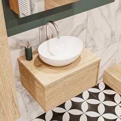 LUSH 60 badmeubel washed oak 1 lades. Waskom BARCO midden 1 kraangat