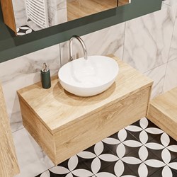 LUSH 80 badmeubel washed oak 1 lades. Waskom BARCO midden 1 kraangat