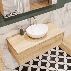 LUSH 100 badmeubel washed oak 1 lades. Waskom BARCO midden 1 kraangat
