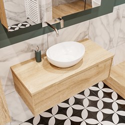 LUSH 100 badmeubel washed oak 1 lades. Waskom BARCO midden geen kraangat