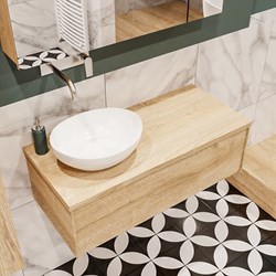 LUSH 100 badmeubel washed oak 1 lades. Waskom BARCO links geen kraangat