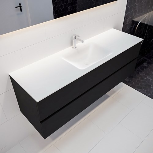 VICA 150 badmeubel urban 2 lades wastafel CLOUD midden met 1 kraangat