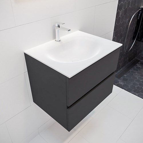 VICA 60 badmeubel dark grey 2 lades wastafel MOON midden 1 kraangat
