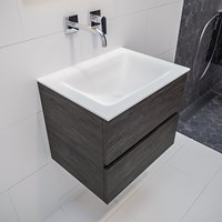 VICA 60cm mobili da bagno Dark Brown 2 cassetti. Lavabo CLOUD Centro senza foro per il rubinetto.