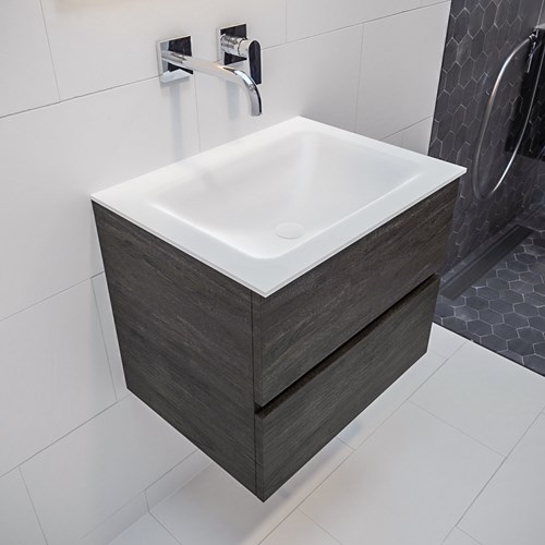 VICA 60 badmeubel dark brown 2 lades CLOUD midden geen kraangat