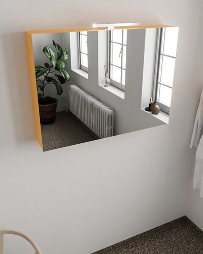 CUBB spiegelkast 100x70x16cm kleur ocher met 2 deuren.