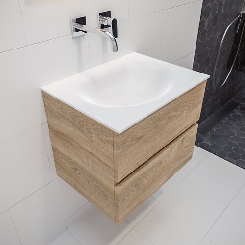 VICA 60 badmeubel washed oak 2 lades MOON midden geen kraangat