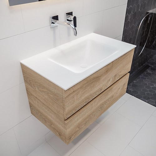 VICA 80 badmeubel washed oak 2 lades CLOUD midden geen kraangat