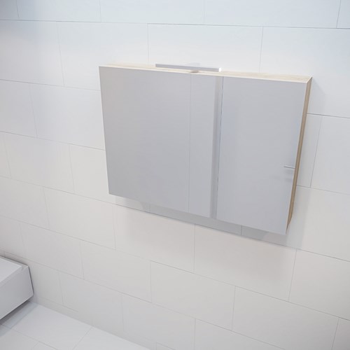CUBB spiegelkast 100x70x16cm kleur washed oak met 2 deuren.