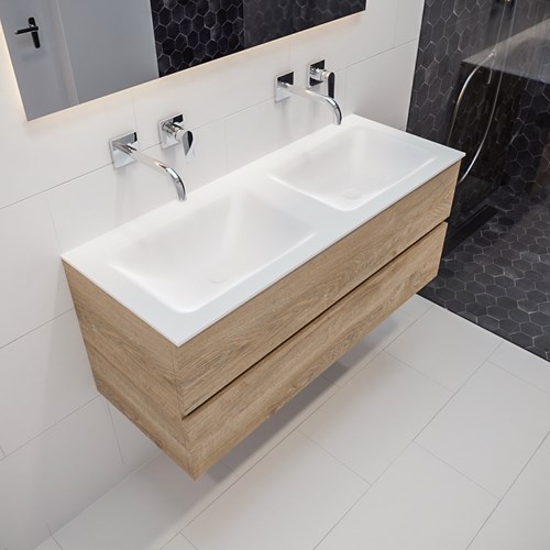 VICA 120 badmeubel washed oak 2 lades CLOUD dubbel geen kraangat