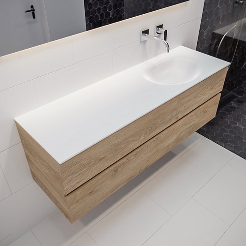 VICA 150 badmeubel washed oak 2 lades MOON rechts geen kraangat