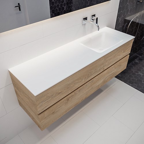 VICA 150 badmeubel washed oak 2 lades CLOUD rechts geen kraangat