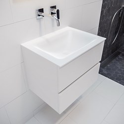 VICA 60cm badmeubel talc 2 lades wastafel CLOUD midden zonder kraangat