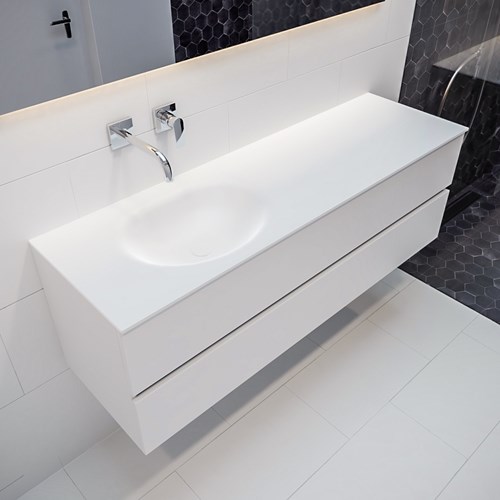 VICA 150cm badmeubel talc 2 lades wastafel MOON links zonder kraangat