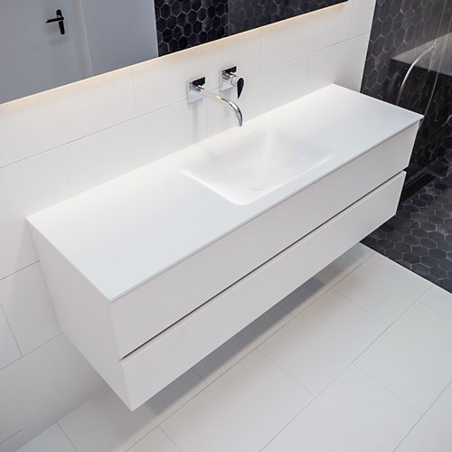 VICA 150 badmeubel talc 2 lades wastafel CLOUD midden zonder kraangat