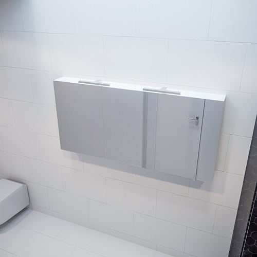CUBB spiegelkast 150x70x16cm kleur talc met 3 deuren.