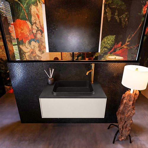 ERIN 80cm mobili da bagno Linen con 1 cassetto. Lavabo RIDGE Centro 1 trou pour robinetter colore Urban.-3