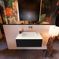 ERIN 80cm mobili da bagno Urban con 1 cassetto. Lavabo RIDGE Centro sans trou pour robinet colore Linen.-3