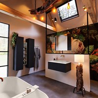 ERIN 80cm mobili da bagno Urban con 1 cassetto. Lavabo RIDGE Centro sans trou pour robinet colore Linen.-2