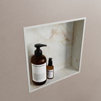 EASY Nicho de ducha 29,5x29,5cm solid surface color Frappe. 1 compartimento apto para instalación empotrada y sobreponer.-2