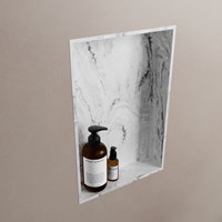 EASY Nicho de ducha 44,5x29,5cm solid surface color Glace. 1 compartimento apto para instalación empotrada y sobreponer.-2