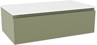 FOGE módulo mueble de baño 80cm 1 cajón color Army. Encimera solid surface 45cm profundo. 