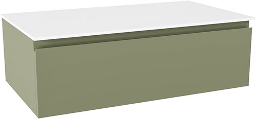 FOGE módulo mueble de baño 80cm 1 cajón color Army. Encimera solid surface 45cm profundo. 