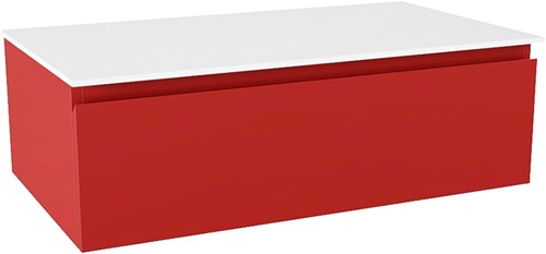 FOGE módulo mueble de baño 80cm 1 cajón color Fire. Encimera solid surface 45cm profundo. 