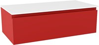 FOGE módulo mueble de baño 80cm 1 cajón color Fire. Encimera solid surface 41cm profundo. 