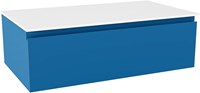 FOGE module badmeubel onderkast 80cm 1 lade kleur Jeans. Topplaat solid surface 45cm diep.