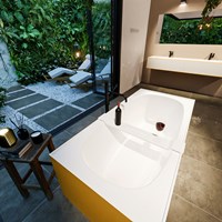 FREEZE vasca da bagno indipendente 180x85cm colore Ocher / Talc.-3