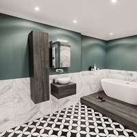 LUSH 60cm mueble de baño Antracite 1 cajón. Lavabo BARCO Centro sin orificio.-3