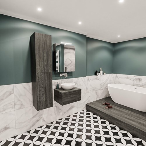 LUSH 60cm mueble de baño Antracite 1 cajón. Lavabo BARCO Centro sin orificio.-3