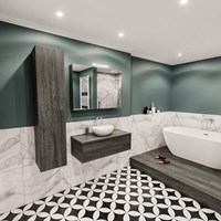LUSH 100cm mueble de baño Antracite 1 cajón. Lavabo BARCO Centro 1 orificio.-3
