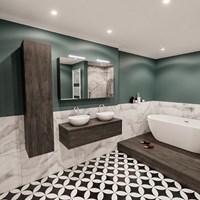 LUSH 120cm meubles de salle de bains Dark Brown 1 tiroir. Lavabo BARCO Double 2 trous robinetterie.-3
