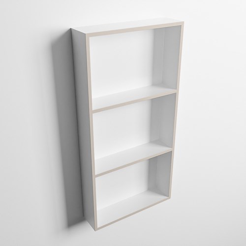 EASY Niche Murale 59,5x29,5cm solid surface couleur Linen / Talc. 3 compartiments adapté pour une installation encastrée ou en saillie.-3