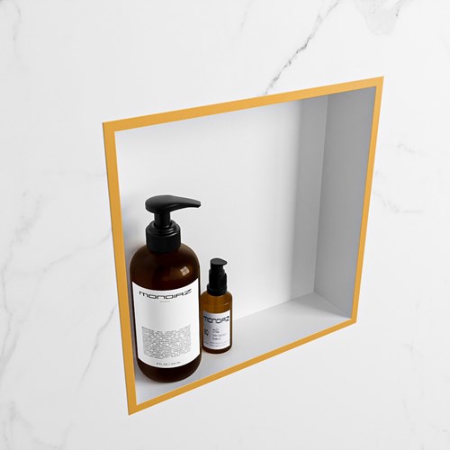EASY Niche Murale 29,5x29,5cm solid surface couleur Ocher / Talc. 1 compartiment adapté pour une installation encastrée ou en saillie.-2