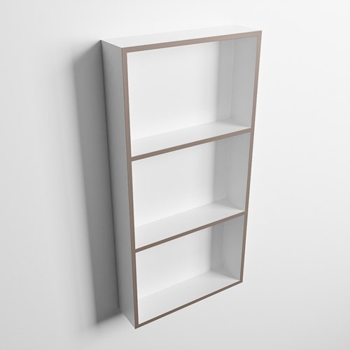 EASY Niche Murale 59,5x29,5cm solid surface couleur Smoke / Talc. 3 compartiments adapté pour une installation encastrée ou en saillie.-3