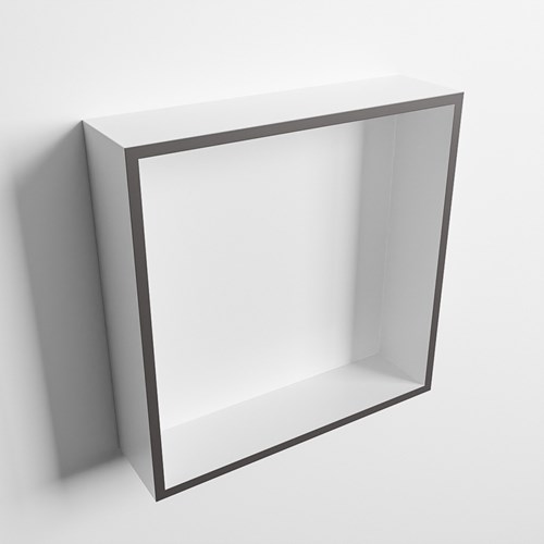 EASY Nicho de ducha 29,5x29,5cm solid surface color Dark Grey / Talc. 1 compartimento apto para instalación empotrada y sobreponer.-3