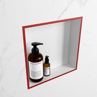 EASY Niche Murale 29,5x29,5cm solid surface couleur Fire / Talc. 1 compartiment adapté pour une installation encastrée ou en saillie.-2
