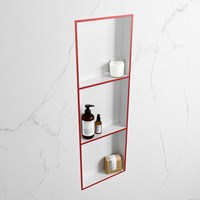 EASY Niche Murale 89,5x29,5cm solid surface couleur Fire / Talc. 3 compartiments adapté pour une installation encastrée ou en saillie.-2