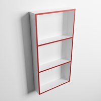 EASY Niche Murale 59,5x29,5cm solid surface couleur Fire / Talc. 3 compartiments adapté pour une installation encastrée ou en saillie.-3