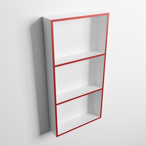EASY Niche Murale 59,5x29,5cm solid surface couleur Fire / Talc. 3 compartiments adapté pour une installation encastrée ou en saillie.-3