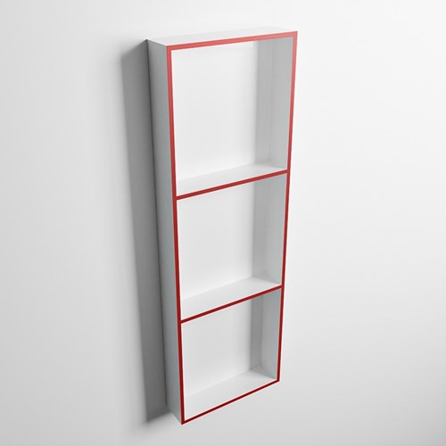 EASY Niche Murale 89,5x29,5cm solid surface couleur Fire / Talc. 3 compartiments adapté pour une installation encastrée ou en saillie.-3