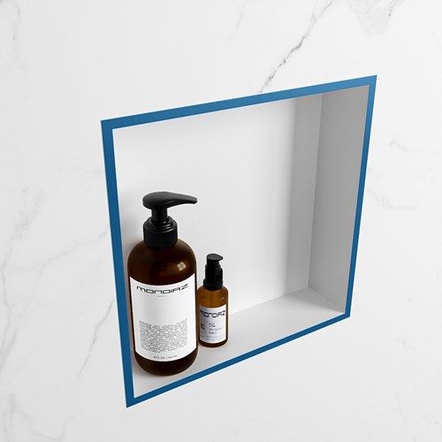EASY Niche Murale 29,5x29,5cm solid surface couleur Jeans / Talc. 1 compartiment adapté pour une installation encastrée ou en saillie.-2