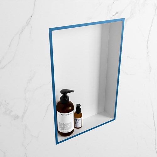 EASY Niche Murale 44,5x29,5cm solid surface couleur Jeans / Talc. 1 compartiment adapté pour une installation encastrée ou en saillie.-2