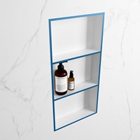 EASY Nicchia 59,5x29,5cm solid surface colore Jeans / Talc. 3 scomparti adatto per installazione a incasso o a parete.-2
