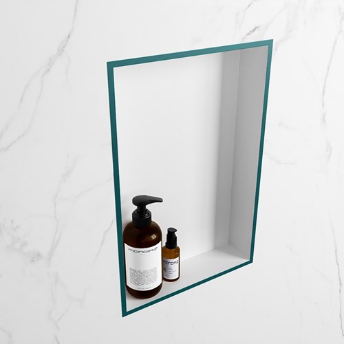 EASY Niche Murale 44,5x29,5cm solid surface couleur Smag / Talc. 1 compartiment adapté pour une installation encastrée ou en saillie.-2