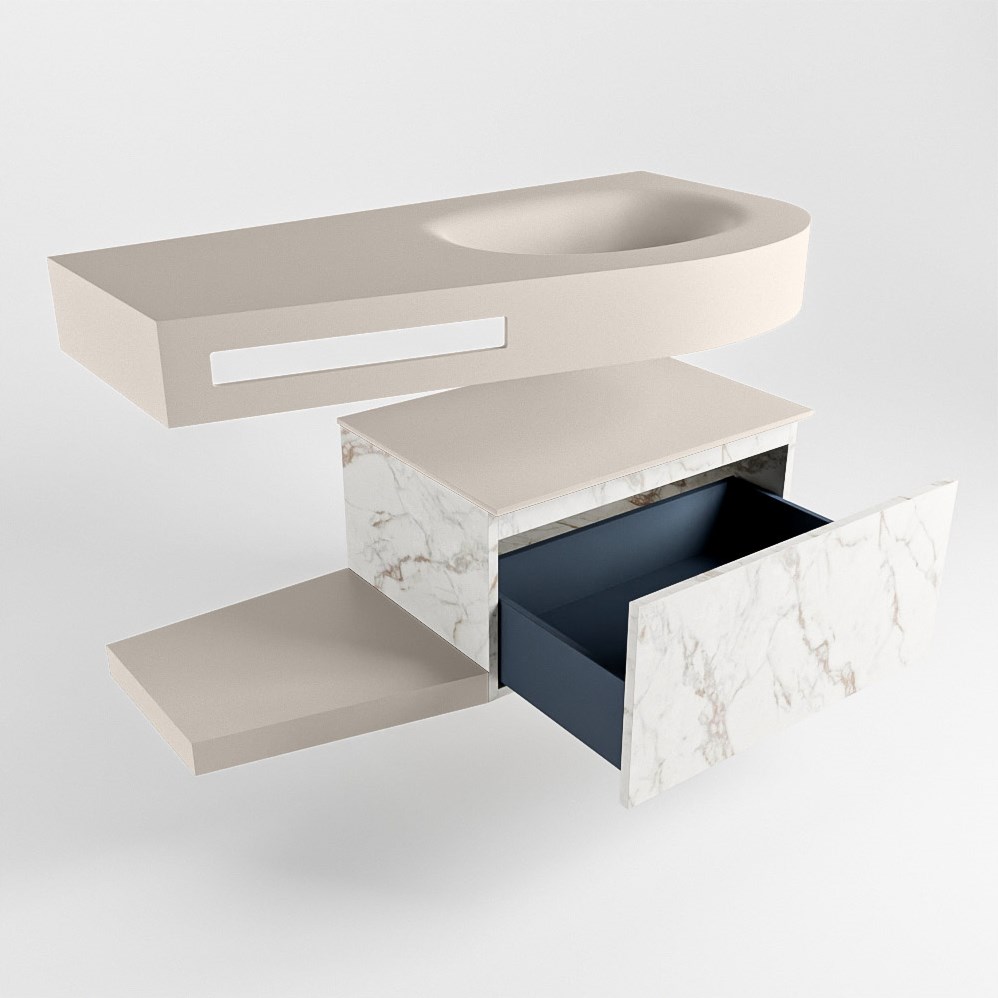 RIVA 100cm bathroom base cabinet / shelf Carrara with 1